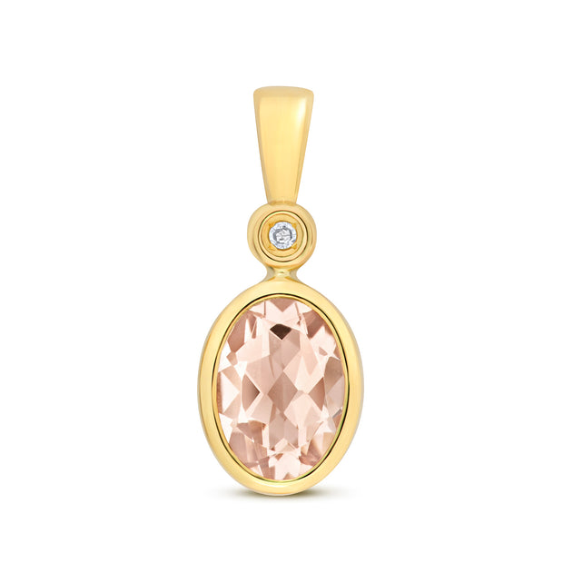 Morganite & Diamond Pendant in 9K Gold