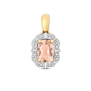 Morganite & Diamond Pendant in 9K Gold