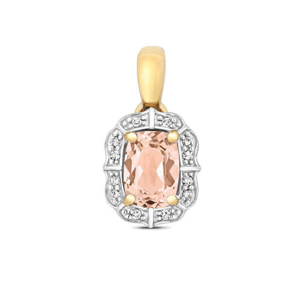 Morganite & Diamond Pendant in 9K Gold