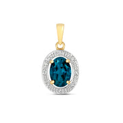 London Blue Topaz and Diamond Pendant in 9K Gold