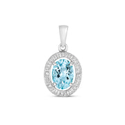 Aquamarine and Diamond Pendant in 9K White Gold