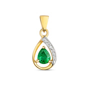 Emerald and Diamond Pendant in 9K Gold