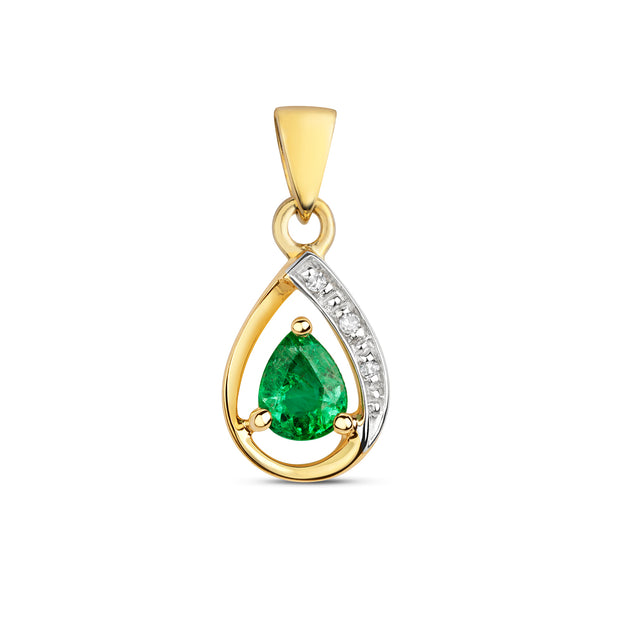 Emerald and Diamond Pendant in 9K Gold