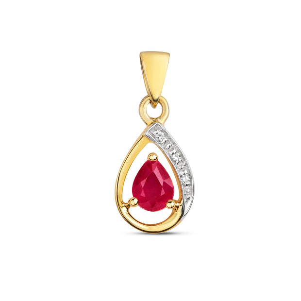 Ruby and Diamond Pendant in 9K Gold