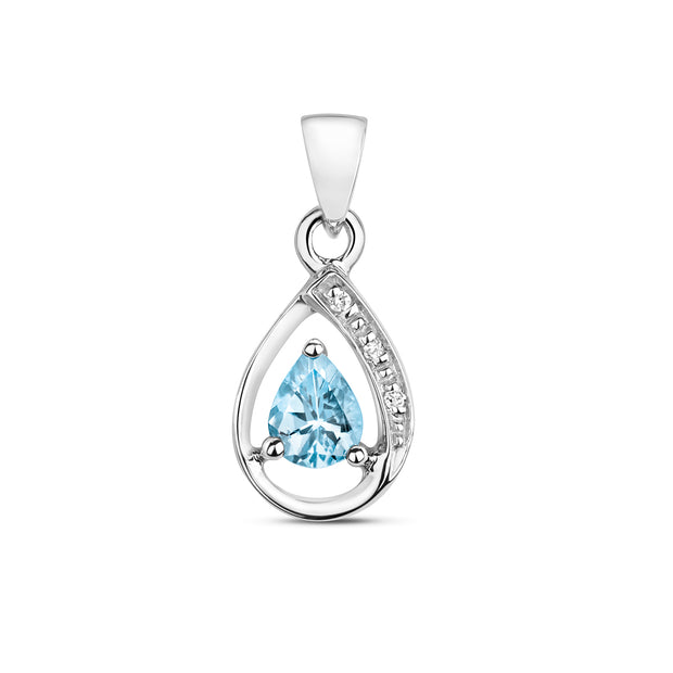 Aquamarine and Diamond Pendant in 9K White Gold