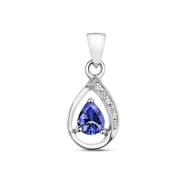 Tanzanite and Diamond Pendant in 9K White Gold