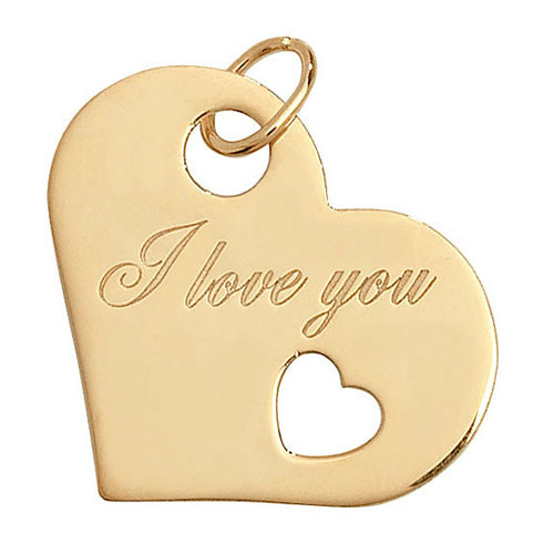 9K Yellow Gold Ladies' I Love You Pendant | Charmé