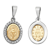 9K Yellow / White Gold Virgin Mary Oval Pendant | Charmé