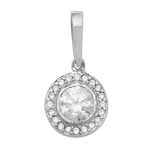 9K White Gold Round Cz Pendant | Charmé