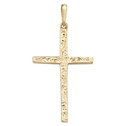 9K Yellow Gold Patterned Cross Pendant