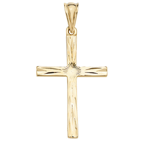 9K Yellow Gold Patterned Cross Pendant