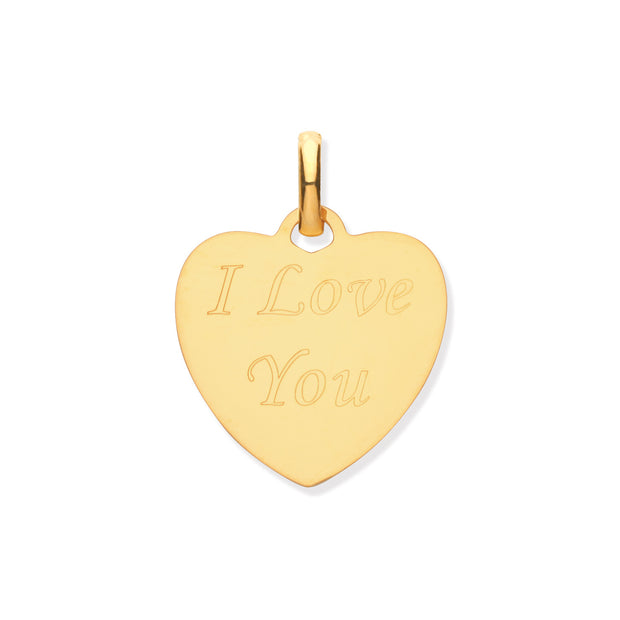 9K Yellow Gold Heart Engraved Pendant | Charmé