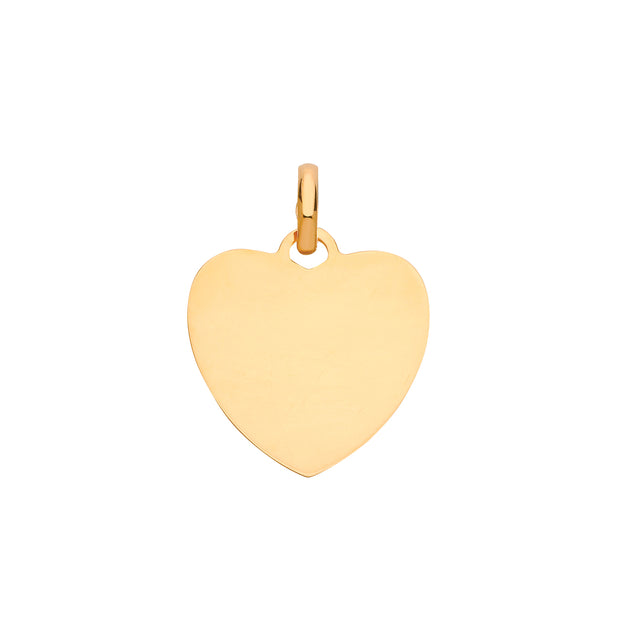 9K Yellow Gold Heart Plain Pendant