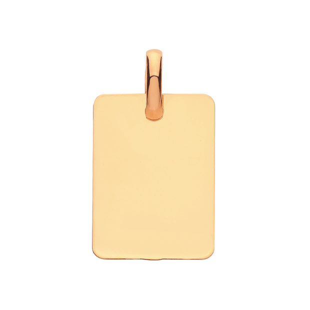 9K Yellow Gold Rectangular Plain Pendant