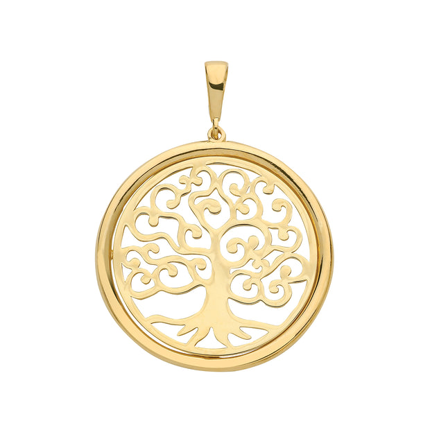 9K Yellow Gold Tree Of LifeRoundPendant