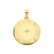 9K Yellow Gold Round Diamond Locket