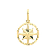9K Yellow Gold Compass Rose Charm