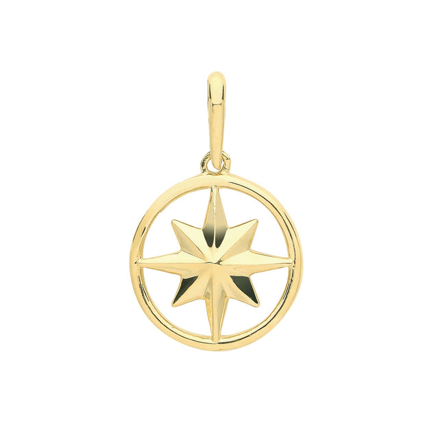 9K Yellow Gold Compass Rose Charm | Charmé
