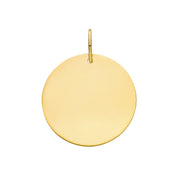 9K Yellow Gold Round Plain Large Pendant
