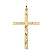 9K Yellow Gold Semi Solid Cross H Engraved