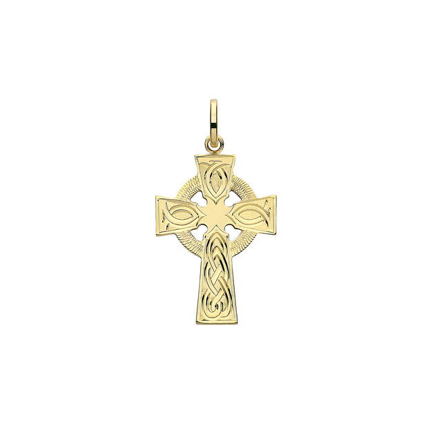 9K Yellow Gold Semi Solid Cross H Engraved