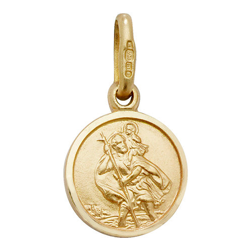 9K Yellow Gold Round St Christopher Pendant