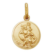 9K Yellow Gold Round St Christopher Pendant