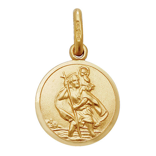 9K Yellow Gold Round St Christopher Pendant