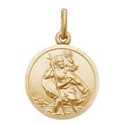 9K Yellow Gold Round St Christopher Pendant