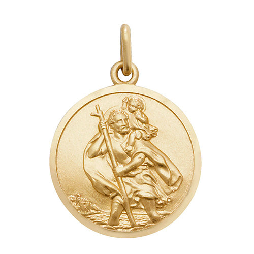 9K Yellow Gold Round St Christopher Pendant