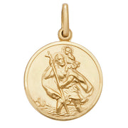 9K Yellow Gold Round St Christopher Pendant