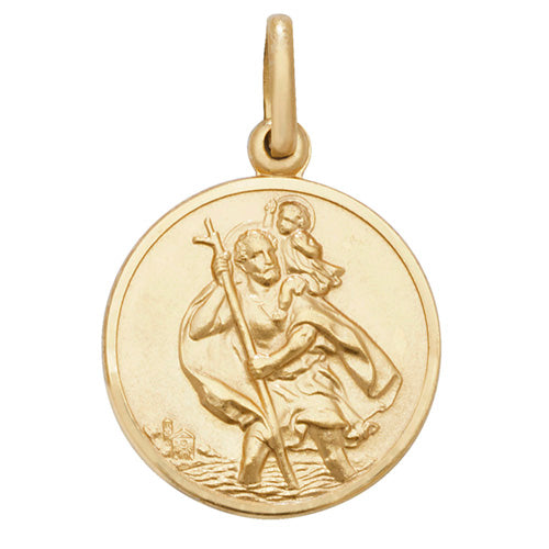 9K Yellow Gold Round St Christopher Pendant