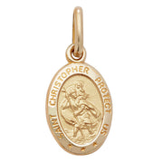 9K Yellow Gold Oval St Christopher Pendant