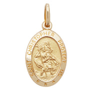 9K Yellow Gold Oval St Christopher Pendant