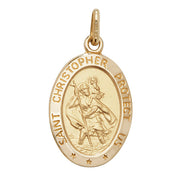9K Yellow Gold Oval St Christopher Pendant