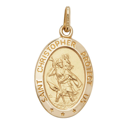 9K Yellow Gold Oval St Christopher Pendant