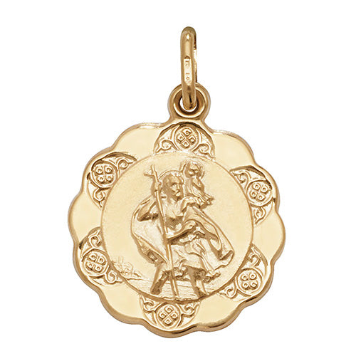 9K Yellow Gold St Christopher Hollow Pendant