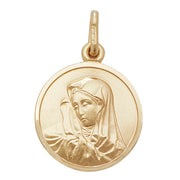 9K Yellow Gold Round Virgin Mary Pendant