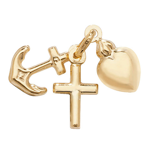 9K Yellow Gold Faith / Hope / Charity Pendant | Charmé