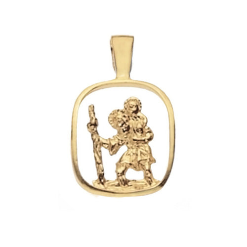 9K Yellow Gold St Christopher Cut Out Pendant