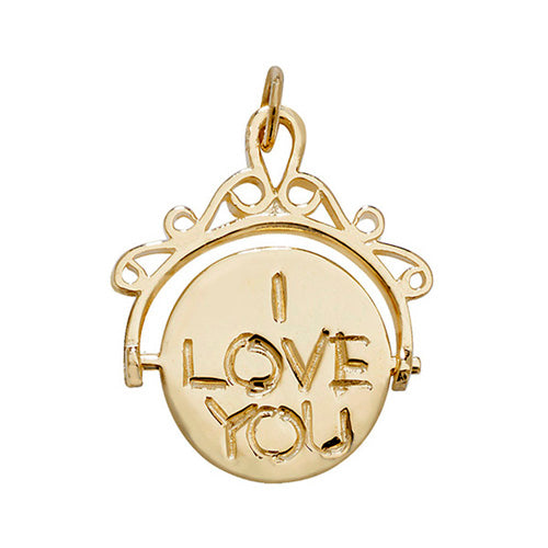 9K Yellow Gold I Love You Spinning Pendant