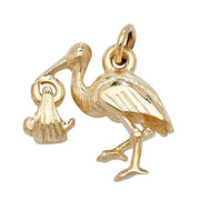 9K Yellow Gold Stork & Baby Pendant