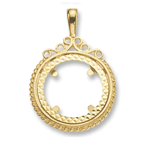 9K Yellow Gold Half Coin Mount Pendant