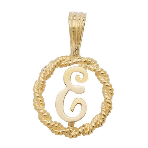 9K Yellow Gold Rope Initial Pendant