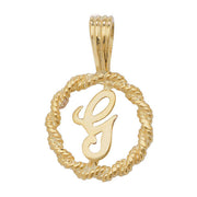 9K Yellow Gold Rope Initial Pendant