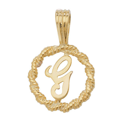 9K Yellow Gold Rope Initial Pendant