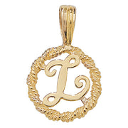 9K Yellow Gold Rope Initial Pendant