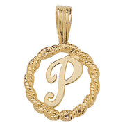 9K Yellow Gold Rope Initial Pendant