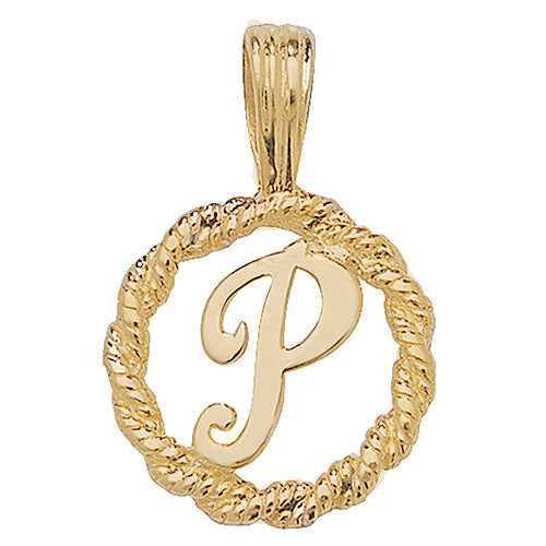 9K Yellow Gold Rope Initial Pendant