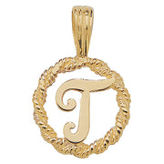 9K Yellow Gold Rope Initial Pendant